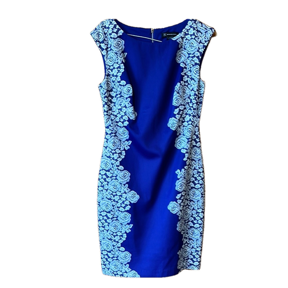 NWT Royal Blue Floral Accents  INC Dress - Size 6